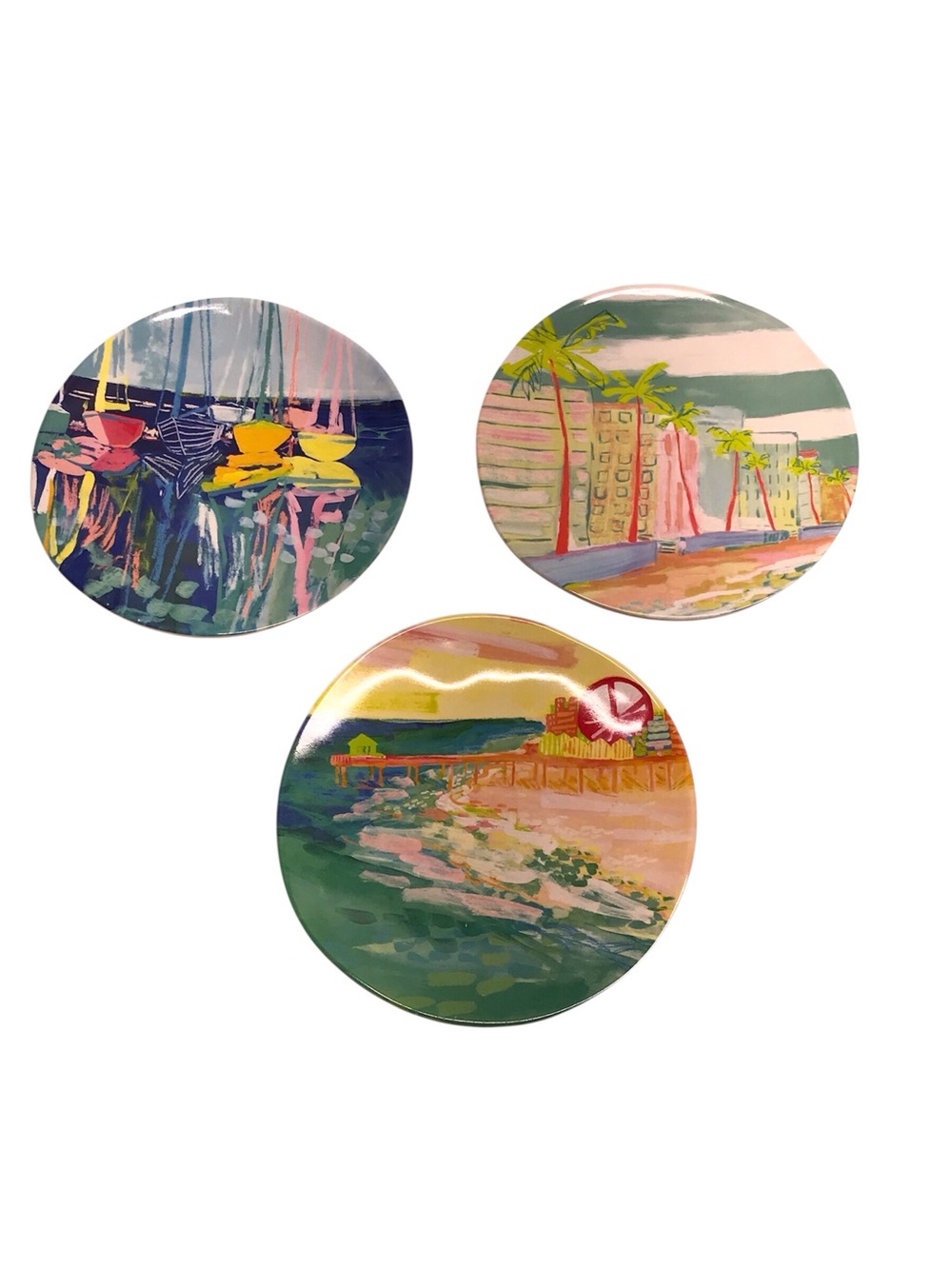 Anthropologie Blakely Appetizer Plates Set of 3 Melamine